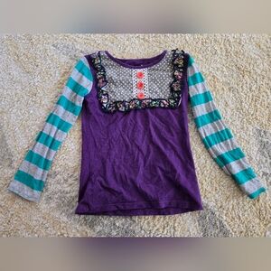Persnickety Purple and Teal Striped Kids Shirt 6